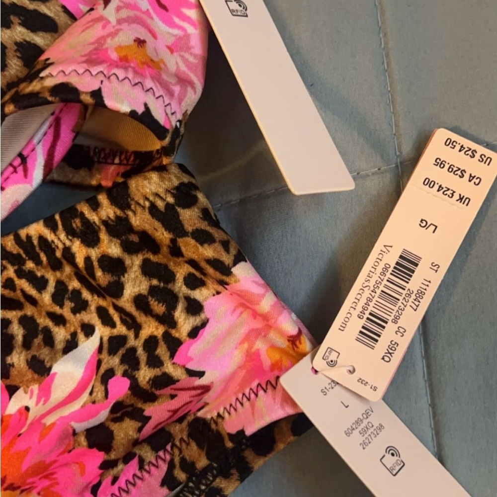 Victoria Secret 2 pc swimming suit pink floral and leopard print.